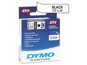 DYMO D1 Standard Tape Cartridge 1 2in x 23ft Black on White Pack of 50