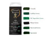 Private Reserve Fountain Pen Standard Ink Cartridges Assorted Greens Pack of 12
