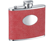 Strawberry Red Synthetic Leather 4oz Flask