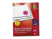 Avery Consumer Products AVE5995 Neon Laser Labels Burst 2 .25in. Diameter Assorted 180 PK