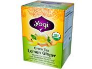 Yogi 0672378 Yogi Tea Organic Green Tea Lemon Ginger Caffeine 16 Tea Bags 1.12 oz 32 g Case of 6 16 Bag