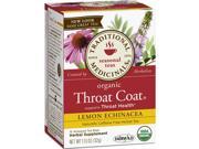 Traditional Medicinals 0669531 Organic Throat Coat Caffeine Free Lemon Echinacea Herbal Tea 16 Wrapped Tea Bags 1.13 oz 32 g Case of 6 16 Bag