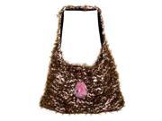 Hand Knit Brown Pink Over The Shoulder Bag