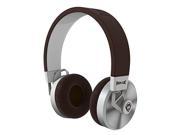 PopClik 2 ONE Headphones Brown Leather Elegance and Soft Spoken Steel 40 mm Neodymium Magnet Driver Over the Ear