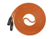 LyxPro 10 ft High End XLR cable 4 Conductor Star Quad Microphone Cable Orange