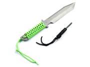 11 Full Tang Camping Hunting Survival Serrated Knife Fire Starter Neon Green