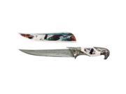 White Eagle Etched Dagger Bowie Knife w Sheath