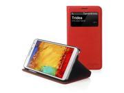 Tridea Galaxy Note 3 Case Italian Standing Window View Card Pocket Flip Case [RED] Window Display View Card ID Slot Standing Flip Cover Italian Leather Case