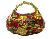 Cisinks ® Flower pattern handbag Bejeweled Crystal diamond Jewelry Trinket Box JF1150