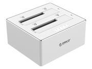 ORICO 6828US3 C Aluminum Plastic SATA to USB 3.0 Hard Drive Docking Station with Stand Alone Clone Function for 2.5 3.5 HDD SSD Maximum 8TB Silver