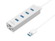 ORICO Aluminum 4 Port USB3.0 Hub VL812 SuperSpeed for Windows XP Vista 7 8 Linux Mac OS with 1.6Ft. Data Cable Silver H4013 U3