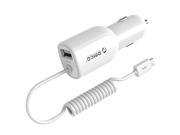 ORICO USB Car Charger 5V2.4A Super Charger and 5V1.5A USB Charger Built in USB2.0 Micro B Cable Black UCA 1U1C