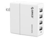 ORICO 4 Port USB Wall Charger with Fast Charging Technology for iPhone 7 7Puls 6S 6S P 5SE iPad LG Samsung HTC Nexus and More White DCK 4U