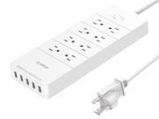 [ETL Certified] ORICO 1875W 40W 6 Outlet Power Strip Surge Protector 5 Port USB Charging Station Built in 5ft Cord for Home Office Hotel use upport iPhone7 iPa