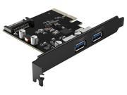 ORICO USB3.1 GEN 2 PCI E Expansion Card Adapter with 2 External 2 Ports PCI E Express Superspeed 10Gbps and 15PIN Power Connector Support PCI Express x4 x8 or