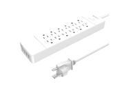 ORICO 1875W 12 AC Outlet Power Strip with 20W 4 USB Charging Port Built in 5FT Cord with Keyholes Wall Mountable for Home Office White USP 12A4U US