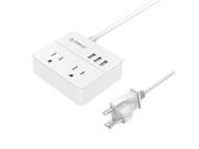 ORICO Portable 1250W 2 Outlets Power Strip with 15W 3 USB Charging Ports and Built in 3.3ft Cable for Travelling Home and Office White OSP 2A3U US