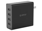 ORICO 4 Port USB Wall Charger for Smartphones and Tablets 5V2.4A*4 6A 30W Total Output Black DCW 4U US