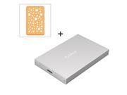 ORICO Aluminum Allay 2.5 inch Hard Drive Enclosure Box USB3.0 5Gbps to SATA3.0 6Gbps with Orange Silicone Protective Cover case Support 7mm 9.5mm Silver 278