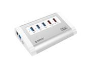 ORICO Aluminum 3 Port USB3.0 HUB with 2 x 5V2.4A USB Charger Built in VL812 Controller Silver UH3C2 US