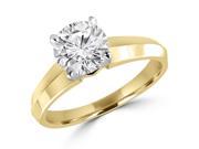 1 CT Solitaire Round Diamond Knife Edge Engagement Ring in 14K Yellow Gold SI