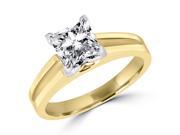 1 2 CT Solitaire Princess Cut Diamond Split Shank Engagement Ring in 14K Yellow Gold SI