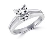 1 2 CT Solitaire Princess Cut Diamond Split Shank Engagement Ring in 14K White Gold