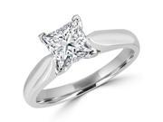 1 2 CT Classic Solitaire Princess Cut Diamond Engagement Ring in 14K White Gold