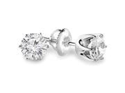 3 4 CTW 6 Prong Solitaire Diamond Stud Earrings in 14K White Gold with Screw Backs SI1 SI2
