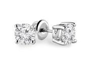 1 4 CTW Solitaire Round Diamond Stud Earrings in 14K White Gold with Screw Backs SI1 SI2