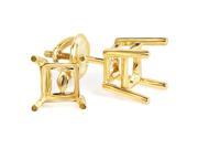 2 CTW Princess Semi Mount Stud Earrings in 14K Yellow Gold with Screw Backs diamonds not included