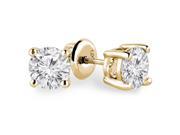 1 1 4 CTW Solitaire Round Diamond Stud Earrings in 14K Yellow Gold with Screw Backs SI1 SI2
