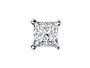 1 2 CT Mens Princess Cut Diamond Stud Earring in 14K White Gold Single Stud Only
