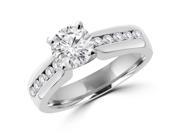 1 1 3 CTW Diamond Solitaire with Accents Engagement Ring in 14K White Gold