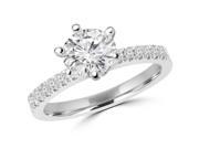 1 2 3 CTW Diamond Solitaire with Accents Engagement Ring with Accents in 14K White Gold