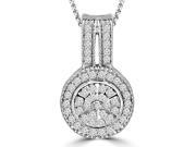 3 8 CTW Pave Diamond Fashion Pendant Necklace in 14K White Gold With Chain