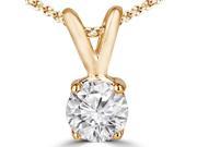 1 5 CT Classic Solitaire Round Diamond Pendant Necklace in 14K Yellow Gold With Chain