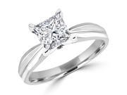 1 2 CT Solitaire Princess Cut Diamond Tapered Shank Engagement Ring in 14K White Gold SI