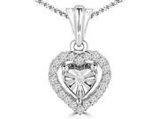 1 8 CTW Antique Vintage Diamond Heart Pendant Necklace in 14K White Gold With Chain