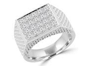 1 1 3 CTW Pave Diamond Mens Signet Ring Wedding Band in 18K White Gold MD160288