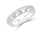 1 10 CTW Diamond Accent Leaf Motif Wedding Anniversary Band Ring in 18K White Gold MD160278