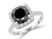 4 1 5 CTW Round Cut Black and White Diamond Halo Engagement Ring in 14K White Gold MD160311