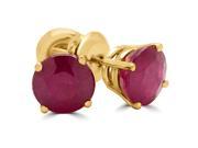 3 2 3 CTW Solitaire Round Cut Ruby Stud Earrings in 14K Yellow Gold with Screw Backs