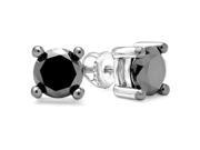 2 CTW Round Cut Black Diamond Solitaire Stud Earrings in 10K White Gold with Screw Backs (MDR160013) 2 CTW Round Cut Black Diamond Solitaire Stud Earrings in 10K White Gold with Screw Backs (MDR160013)
