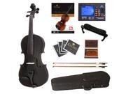 Cecilio Full Size 4 4 CVN Black Ebony Fitted Solid Wood Metallic Black Violin with Case Tuner Accessories Lesson Book DVD