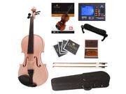 Cecilio Full Size 4 4 CVN Pink Ebony Fitted Solid Wood Metallic Pink Violin with Case Tuner Accessories Lesson Book DVD