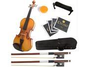 Mendini 3 4 MV400 Ebony Fitted Solid Wood Violin with Hard Case Shoulder Rest Bow Rosin Extra Bridge and Strings