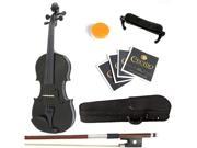 Mendini 1 2 MV Black Solid Wood Metallic Black Violin Hard Case Shoulder Rest Bow Rosin Strings