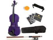 Mendini 3 4 MV Purple Solid Wood Metallic Purple Violin Hard Case Shoulder Rest Bow Rosin Strings