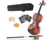 Mendini by Cecilio 15 MA350 Satin Finish Solid Wood Viola with Case Bow Rosin 2 Bridges and Extra Strings